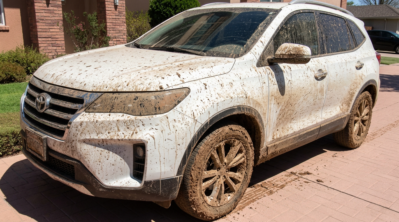 Before detailing — dirty muddy car